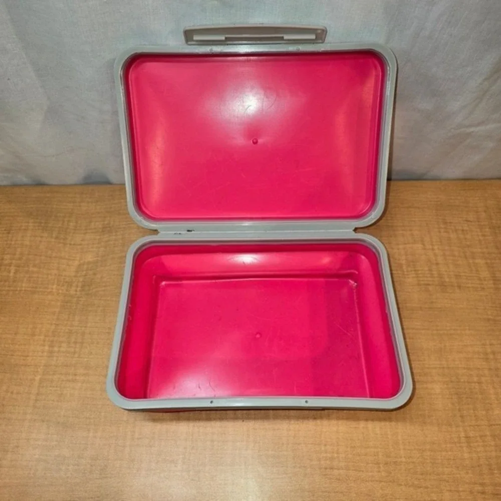 IT'S ACADEMIC Collapsible Pencil Pen‎ Case Box with Lid Flexi Storage Pink Gray